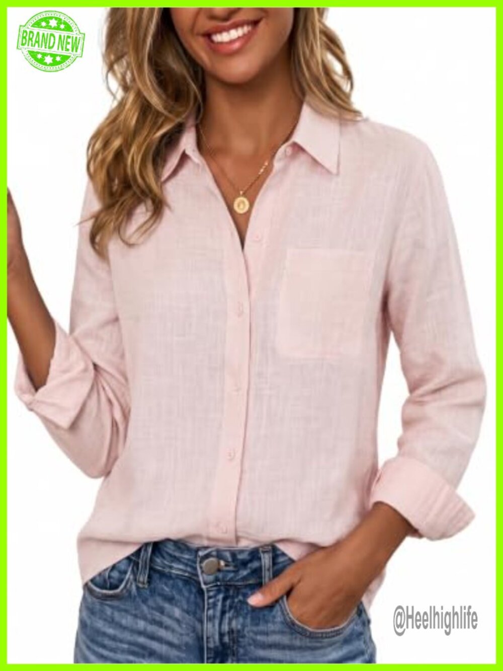 Cotton Button Down Shirt Long Sleeve Collared Blouse
